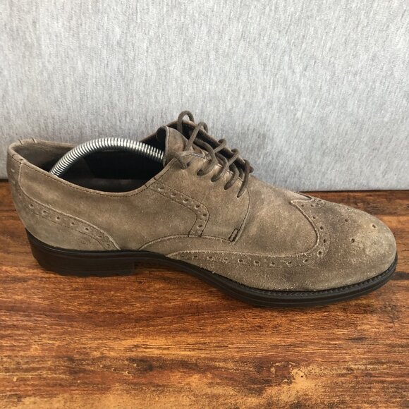 Mephisto Men's‎ Size 10 Oxford Gray Suede Leather Taupe Shoes Lace Up - Picture 5 of 10